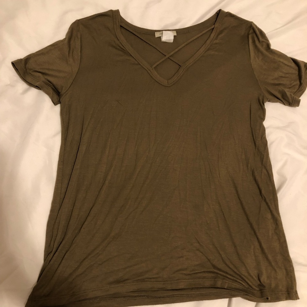 Green shirt with cross